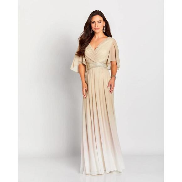 Cameron Blake 119657 MOB dress Mother bride groom dress NWT NEW Champagne sz 18